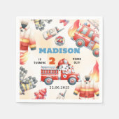 Serviette En Papier Fire Truck Firefighter 2e fête d'anniversaire (Devant)