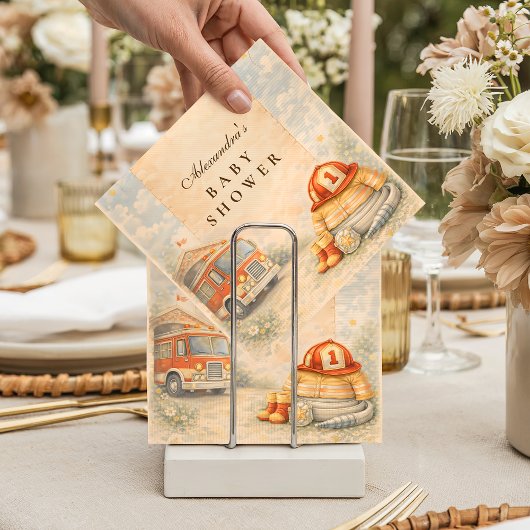 Serviette En Papier Fire Truck Firefighter Baby Shower