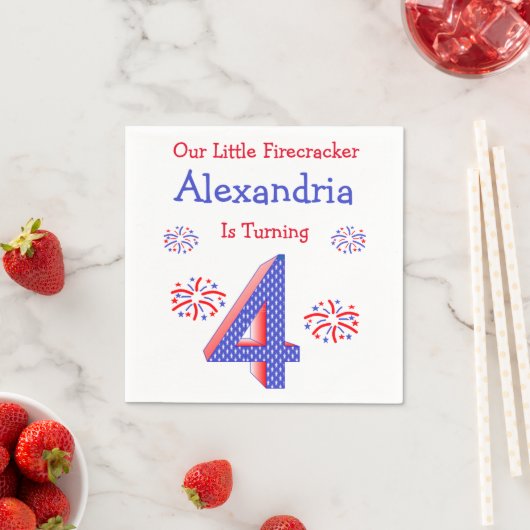 Serviette En Papier Firecracker 4e anniversaire (En situation)