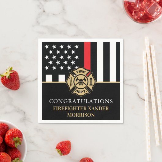 Serviette En Papier Firefighter Retirement Red Line Flag Fireman (En situation)