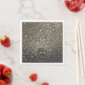 Serviette En Papier Fireflies Mason Jar Gold et Chalkboard Rustique (En situation)