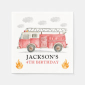 Serviette En Papier Firetruck Calling All Firefigthers Boy Birthday (Devant)