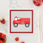 Serviette En Papier Firetruck et Chevron Party (En situation)