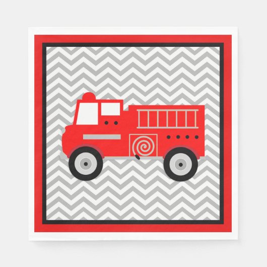Serviette En Papier Firetruck et Chevron Party (Devant)