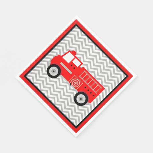 Serviette En Papier Firetruck et Chevron Party (Coin)