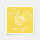 Serviette En Papier Fireworks, Arrière - plan ananas, Nom Monogramme (Devant)