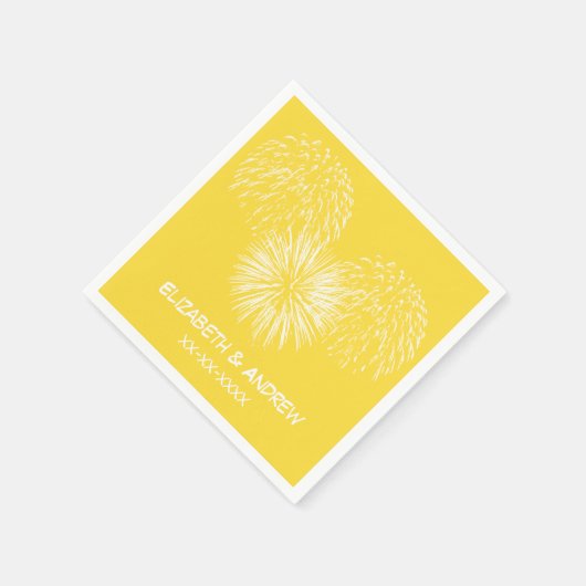 Serviette En Papier Fireworks, Arrière - plan ananas, Nom Monogramme (Coin)