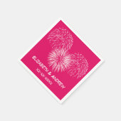 Serviette En Papier Fireworks, Arrière - plan framboise, Name Monogram (Coin)