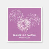 Serviette En Papier Fireworks, Arrière - plan violet orchidée, Nom Mon (Devant)