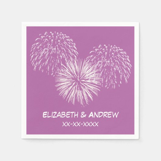 Serviette En Papier Fireworks, Arrière - plan violet orchidée, Nom Mon (Devant)