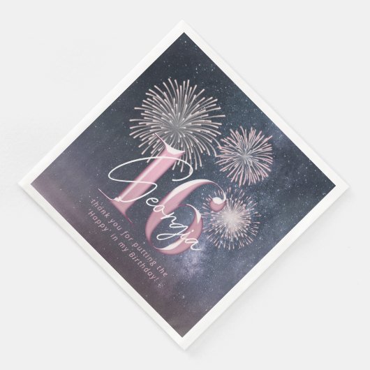 Serviette En Papier Fireworks Sweet 16 Midnight Blush ID984 (Coin)