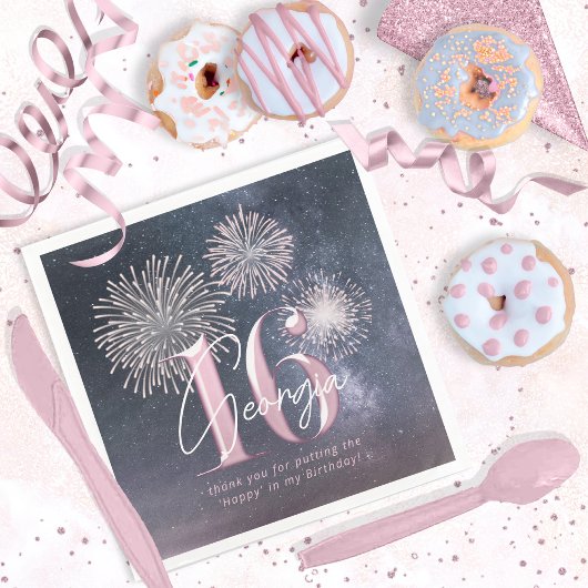 Serviette En Papier Fireworks Sweet 16 Midnight Blush ID984