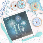 Serviette En Papier Fireworks Sweet 16 Teal ID984<br><div class="desc">Thank your guests for 'putting the Happy in your Birthday' with these elegant fireworks design paper napkins! A striking color palette of cornflower blue and teal on a deep sea green, star-studded night sky gives this design an eye-catching appeal. Your name, in flowing script text, is displayed over a number...</div>