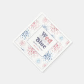 Serviette En Papier Fireworks Wed White Blue Co-Ed Wedding shower (Coin)