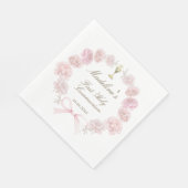Serviette En Papier first communion delicate peonies frame (Coin)
