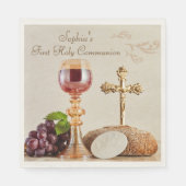 Serviette En Papier First Holy Communion Eucharist Chalice Design (Devant)