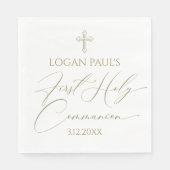 Serviette En Papier First Holy Communion Gold and white napkin (Devant)
