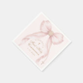 Serviette En Papier First Holy Communion Gold Cross Pink Bow (Coin)