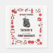 Serviette En Papier First Knockout Boxing 1st Birthday – Fun Kids (Devant)