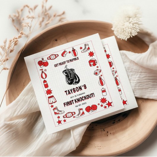 Serviette En Papier First Knockout Boxing 1st Birthday – Fun Kids
