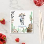 Serviette En Papier First Rodeo 1st Birthday Baby Cow (En situation)