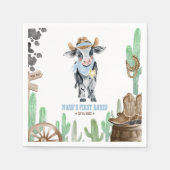 Serviette En Papier First Rodeo 1st Birthday Baby Cow (Devant)