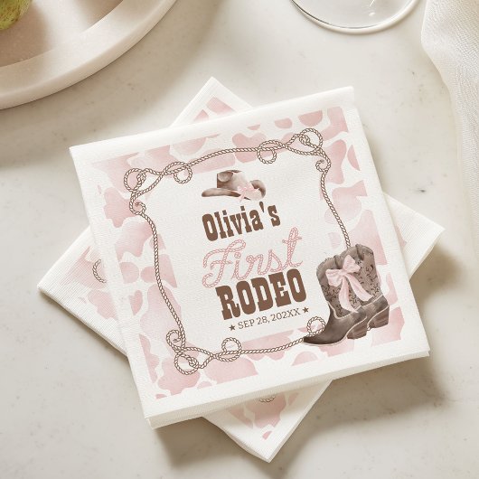 Serviette En Papier First Rodeo 1st Birthday Dusty Pink