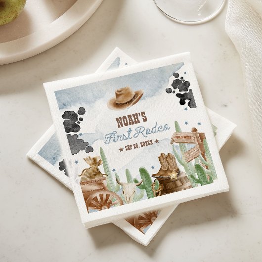 Serviette En Papier First Rodeo 1st Birthday Rustic Wild West