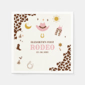 Serviette En Papier First Rodeo Birthday Girl, Fun Cowgirl Birthday (Devant)