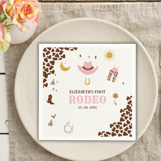 Serviette En Papier First Rodeo Birthday Girl, Fun Cowgirl Birthday