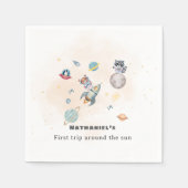 Serviette En Papier First Trip Around the Sun space animals Birthday  (Devant)