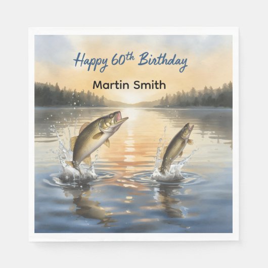 Serviette En Papier Fishing 60th birthday 60th birthday  (Devant)