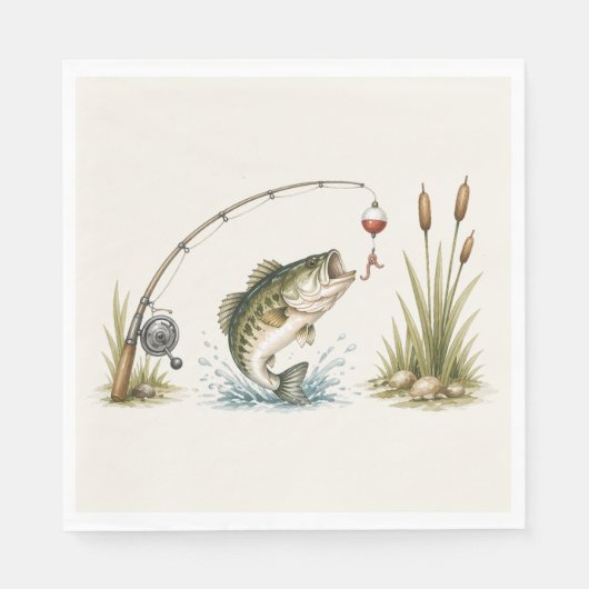 Serviette En Papier Fishing Theme Party Plates Bass (Devant)
