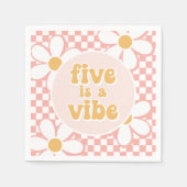 Serviette En Papier Five est un Vibe Pink Daisy Checker (Devant)