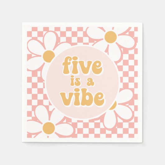 Serviette En Papier Five est un Vibe Pink Daisy Checker (Devant)