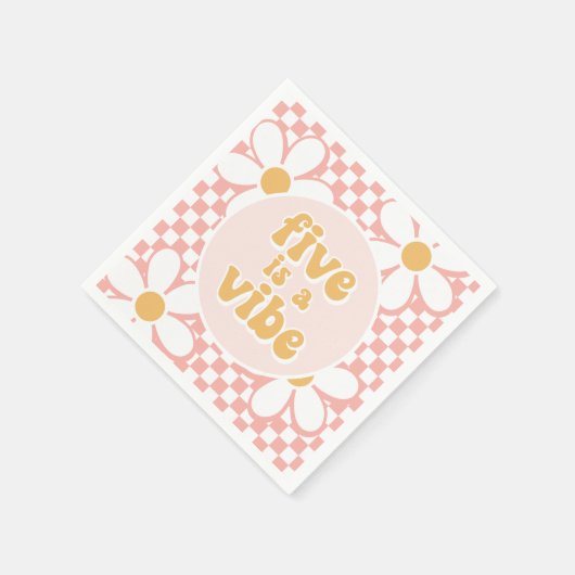 Serviette En Papier Five est un Vibe Pink Daisy Checker (Coin)