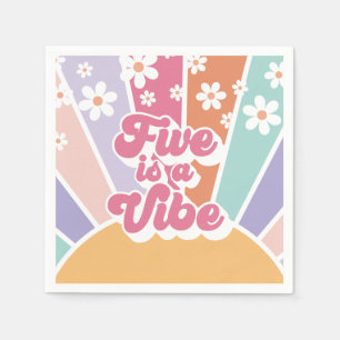 Serviette En Papier Five est une Vibe Retro Sunshine Rainbow Daisy
