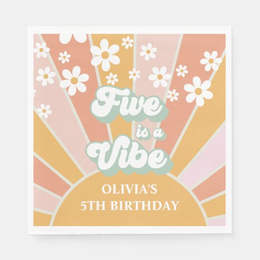 Serviette En Papier Five est Vibe Retro Sunshine daisy boho (Devant)