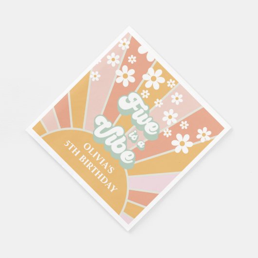 Serviette En Papier Five est Vibe Retro Sunshine daisy boho (Coin)