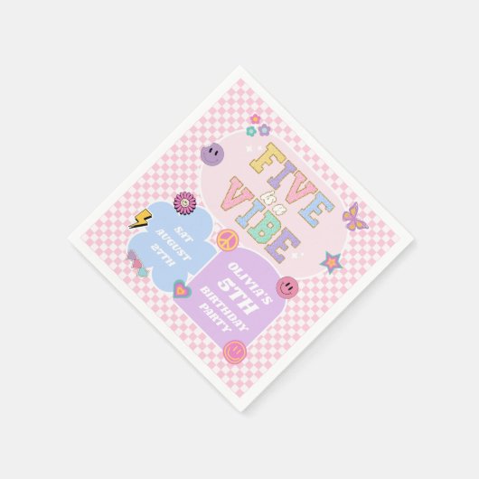 Serviette En Papier Five Is A Vibe Preppy Patch 5th Birthday Party (Coin)