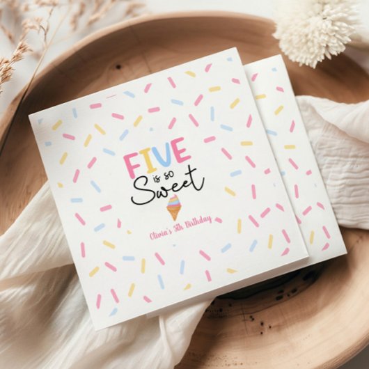 Serviette En Papier Five Is So Sweet Ice Cream 5e fête d'anniversaire