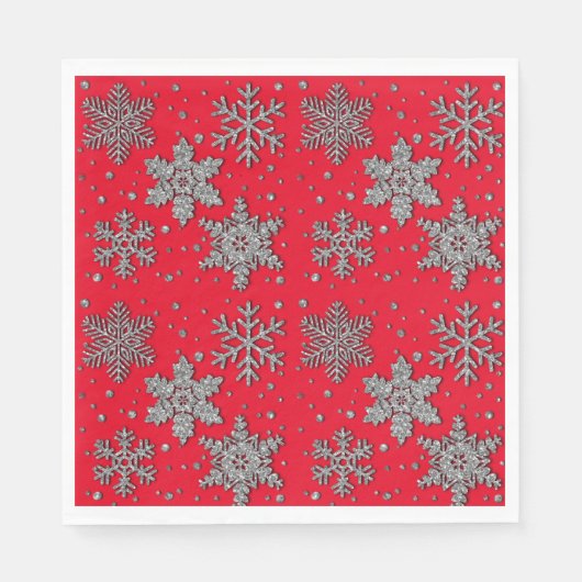 Serviette En Papier Flacon de neige à parties scintillant argentée (Devant)