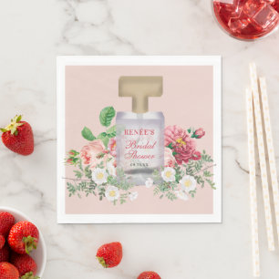 Serviette En Papier Flacon de parfum rose blush Floral Fête de mariage