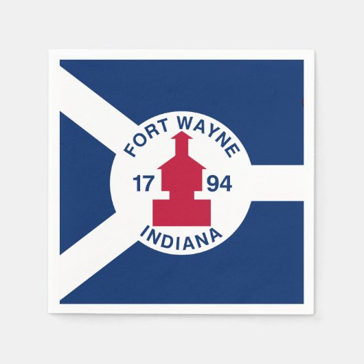 Serviette En Papier Flag Fort Wayne, Indiana Napkins (Devant)