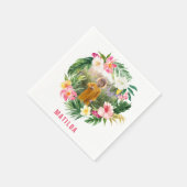 Serviette En Papier flamant jaune rose fleuri tropical élégant (Coin)