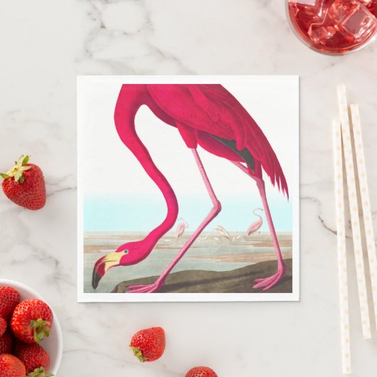 Serviette En Papier Flamant rose américain par John James Audubon (En situation)