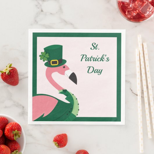 Serviette En Papier Flamant rose amusant Animal rose St Patrick's Day (En situation)