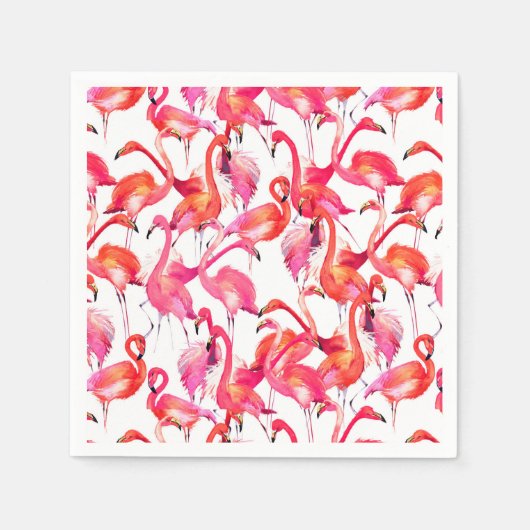 Serviette En Papier Flamant rose Aquarelle En Aquarelles (Devant)
