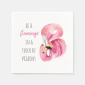 Serviette En Papier Flamant rose Aquarelle Exotique Rose Moderne Avec (Devant)