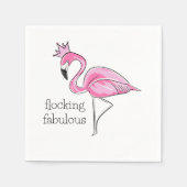 Serviette En Papier Flamant Rose avec Couronne Rose Flocking Fabuleux (Devant)